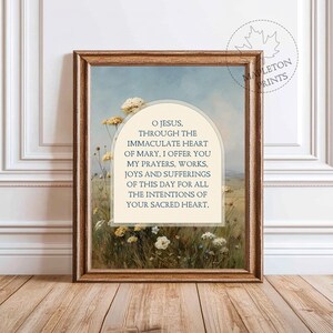 Morning Offering Prayer Print, Printable Catholic Wall Art, Sacred Heart Poster, Digital Download