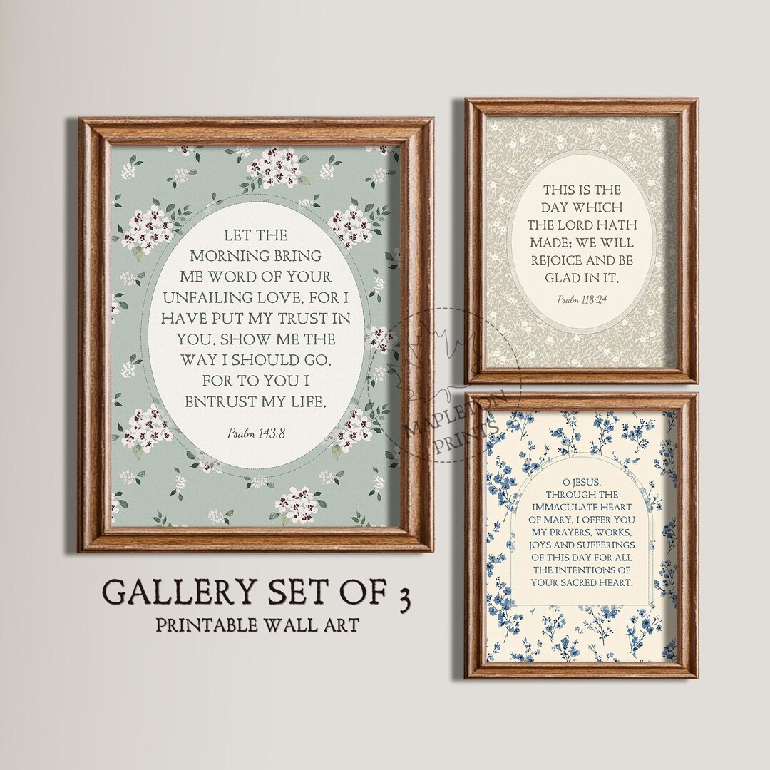 Bible Verse Print, Printable Gallery Wall Set of 3 Scripture Art ...