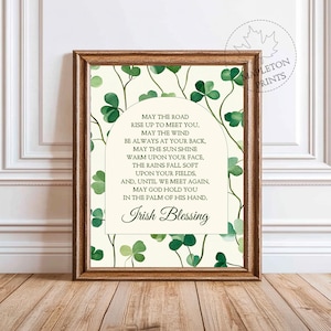 Irish Blessing Printable Wall Art | Celtic Wall Decor | St. Patrick&#39;s Day Blessing | Irish Prayer Print | Lucky Shamrock Home Decor