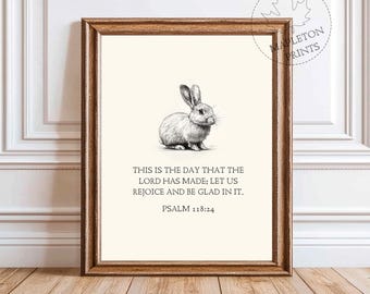 Psalm 118 24 Print, Printable Minimalist Animal Bible Verse Wall Art, Digital Download