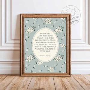 Proverbs 3:9 10 Bible Verse, Printable Christian Wall Art, Scripture Print, Digital Download