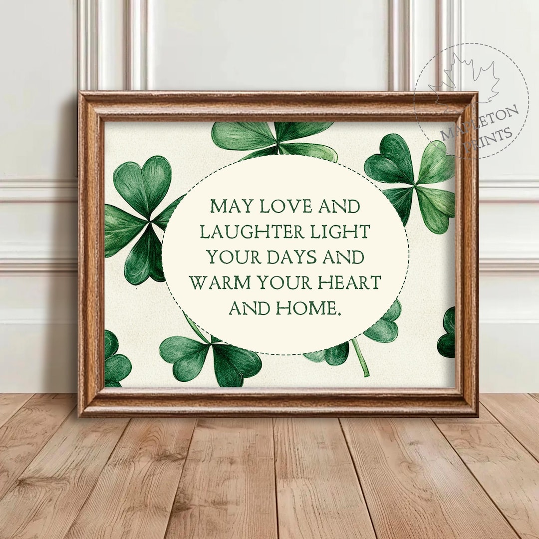 Irish Blessing Print, Printable St Patricks Day Shamrock Wall Art