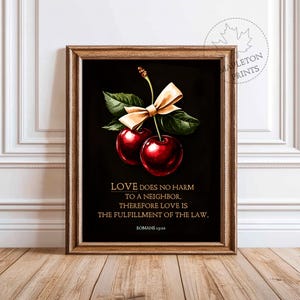 Romans 13:10 Love Bible Verse Print, Christian Wall Art, Printable Vintage Valentines Day Gift, Digital Download