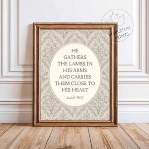 Isaiah 40:11 Bible Verse Print, Printable Scripture Wall Art, Christian Poster, Digital Download