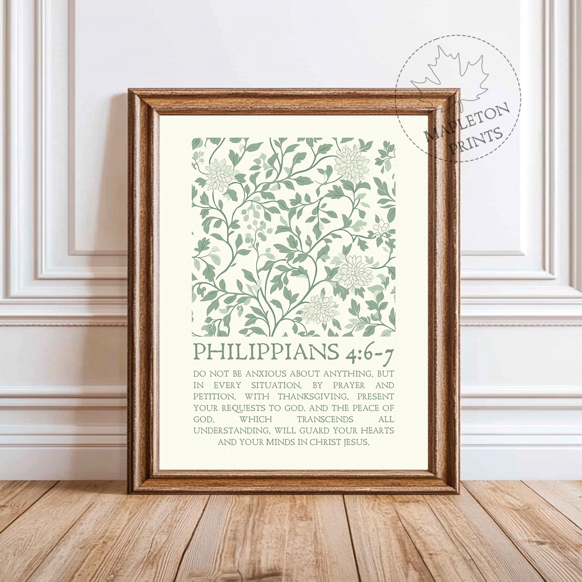 Christian Wall Art | Philippians 4:6-7 Bible Verse Wall Print | Printable Modern Scripture Wall Art | Do Not Be Anxious