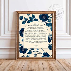 Acto de Contrición Oración en Español, Arte Religioso Imprimible, Printable Catholic Prayer Wall Art, Digital Download