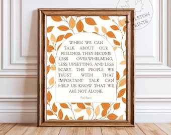 Fred Rogers Print, Inspirational Printable Feelings Quote Wall Art, Farmhouse Nursery Decor