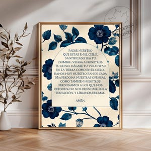 Impresión de Padre Nuestro / Arte de oración católica / Decoración religiosa española / Descarga digital