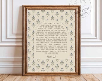 Psalm 23 Scripture Print | Printable Christian Bible Verse | The Lord is My Shepherd | Digital Download