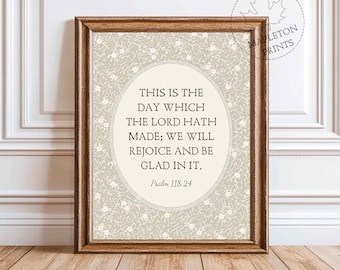 Psalm 118 24 Print, Printable Vintage Scripture Wall Art, Digital Download