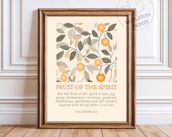 Fruit of the Spirit Wall Art | Scripture Wall Art | Galatians 5:22 | Christian Home Decor | Vintage Scripture Print | Bible Verse Wall Art