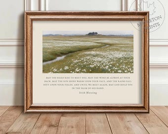 Irish Blessing Wall Art Print, Printable Christian Blessing Wall Art, Neutral Farmhouse Home Decor, Digital Download