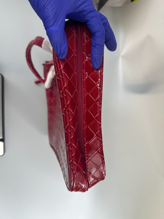 Estee Lauder Red Woven Makeup Bag  Purse Handbag … - image 7