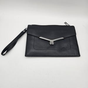 Botkier Valentina Black leather clutch turn-lock closure wristlet