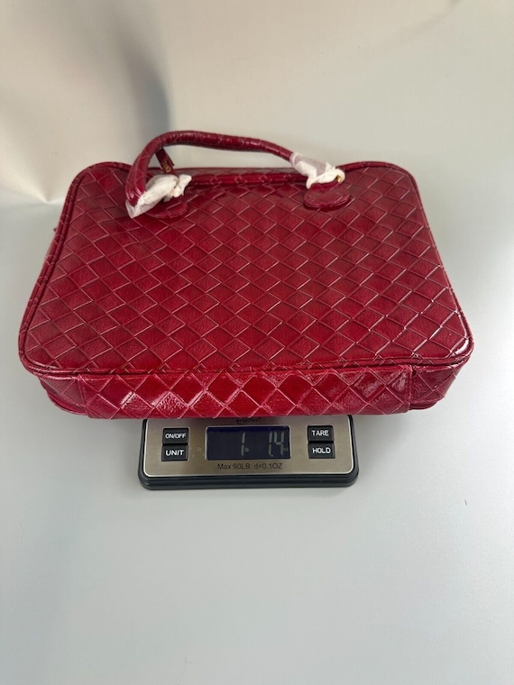 Estee Lauder Red Woven Makeup Bag  Purse Handbag … - image 2