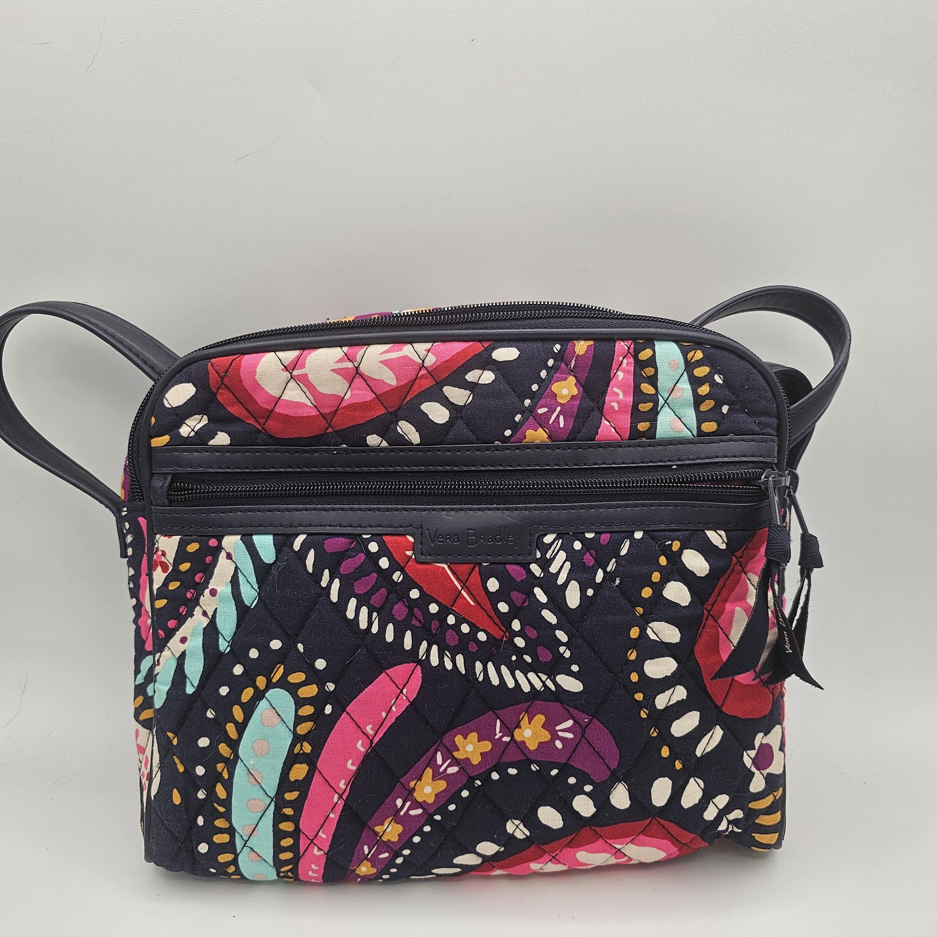 Vera Bradley Quilted Navy Pink Red Painted Paisley Backpack 14\
