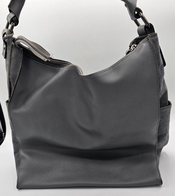 Innue Italian Leather Gray Hobo Handbag