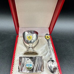 Cuchara de plata de Stuttgart, huevera, servilletero Alemania Occidental en caja