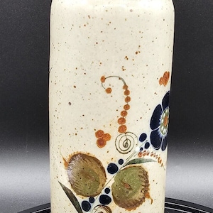 Tonala 10 inch Vase with Flowers and Bird Signed