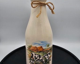 Vintage Porcelain Milk Jar with Holstein Cows