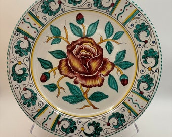 Peasant Village Rose Charger Plate Made in Italy 07649