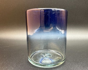 Hand Blown Glass Cup in Umbre Blue