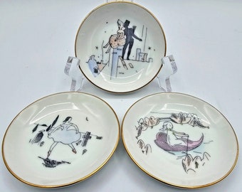 Bing and Grondahl 1952 1958 Royal Copenhagen Ladies 3 Small Coaster Butter Pats