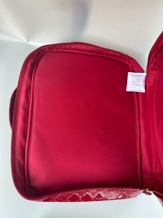Estee Lauder Red Woven Makeup Bag  Purse Handbag … - image 10