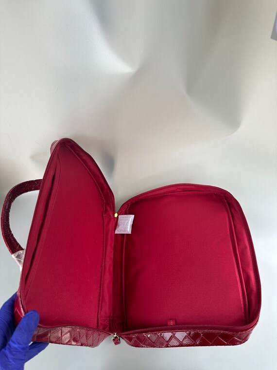 Estee Lauder Red Woven Makeup Bag  Purse Handbag … - image 8