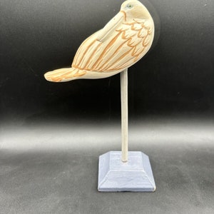 Handmade Wood Bird on a Pole Hand Painted and Carved