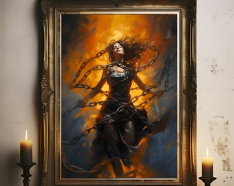 Breaking Free Art Print, Empowerment Wall Art, Female Strength Poster, Feminine Gift Oil Painting, Powerful Home Decor, Self Love Art