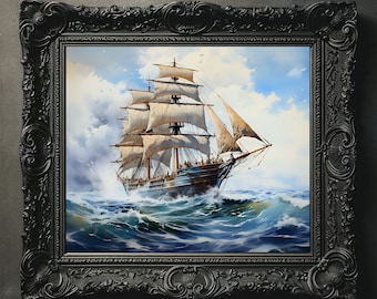 Ship Painting, Watercolor Art, Canvas Print, Sailing Gift, Nautical Wall Art