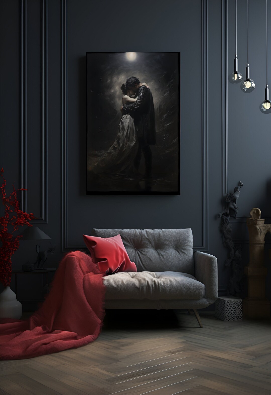 Moonlight Embrace Canvas, Canvas Wall Art, Gothic Home Decor, Gothic ...