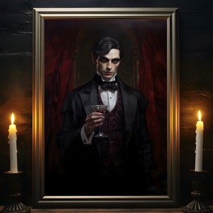 Vampir Prinz, Vampir Poster, Gothic Romanze, Gothic Kunst, Dracula, Halloween Dekor, Ölgemälde Druck, Vintage Portrait, Gothic Geschenk