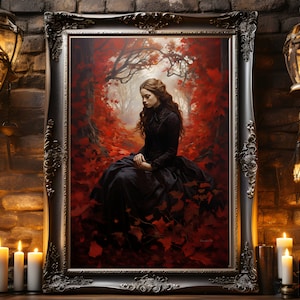 Ensueño de otoño, arte otoñal, arte de la pared gótica, regalo gótico, impresión de arte de otoño, cartel de otoño, decoración del hogar gótico, academia oscura