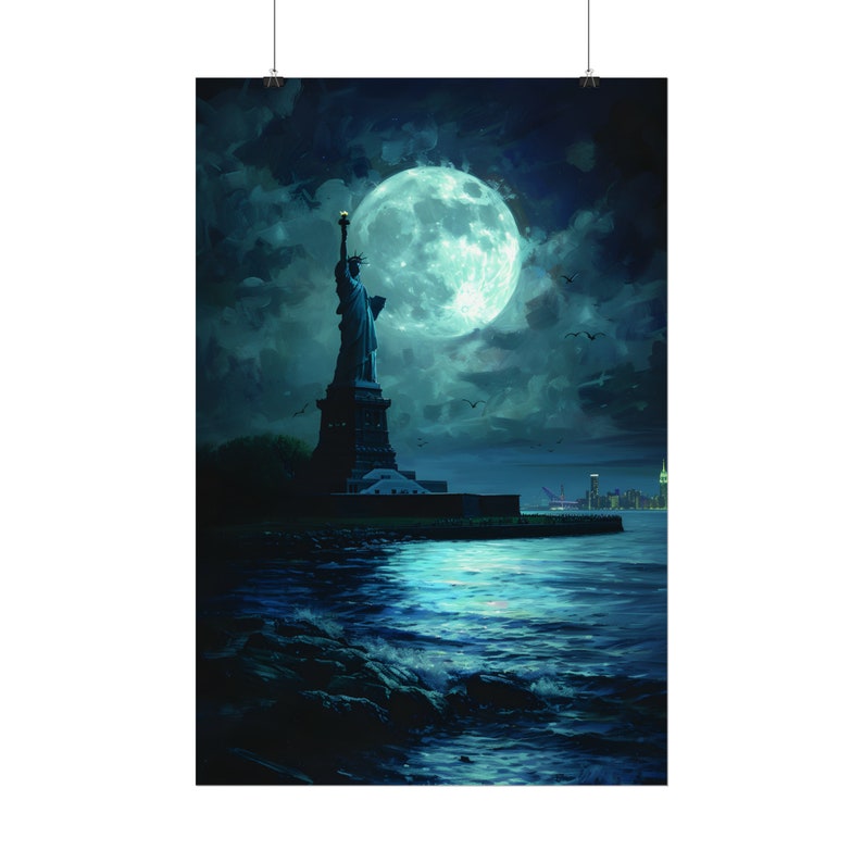 Vrijheidsbeeld print, New York kunst aan de muur, stadsgezicht poster, cadeau idee voor New York fan, NYC schilderij, decor van het huis afbeelding 7