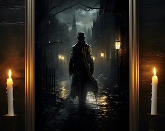 Jack El Destripador, Impresión de arte gótico, Cartel de estilo victoriano, Regalo gótico, Londres victoriano, Decoración gótica del hogar, Academia oscura, Arte de pared gótico