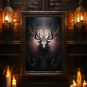 Baphomet Poster, Occult Print, Macabre Wall Art, Oil Painting Print, Dark Gothic Poster Art, Pagan Decor
