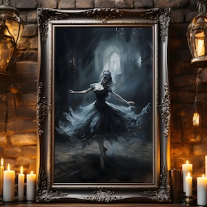 Gothic Ballerina, Vintage Poster, Kunst Poster Druck, Dark Academia, Gothic Victorian, 10x8 Gothic Art Print, Wohnkultur,