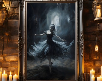 Bailarina gótica, cartel vintage, impresión de cartel de arte, academia oscura, victoriano gótico, impresión de arte gótico 10x8, decoración del hogar,