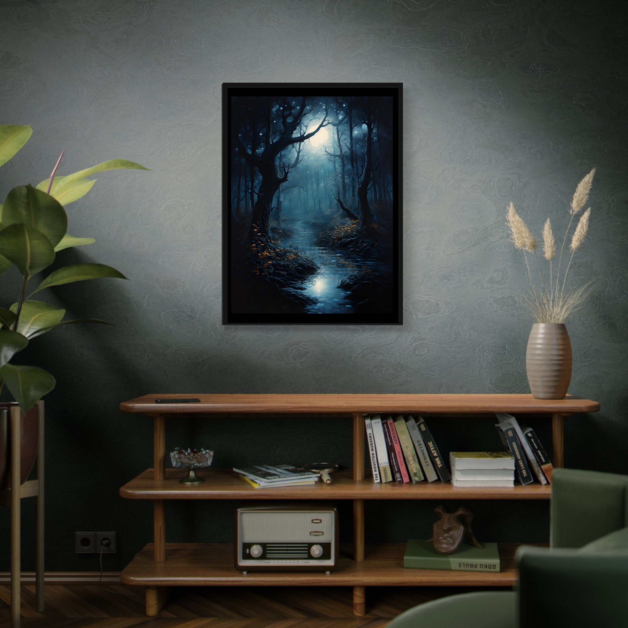 Mystical Forest Poster, Enchanted Moonlight Print, Dark Fantasy Wall ...