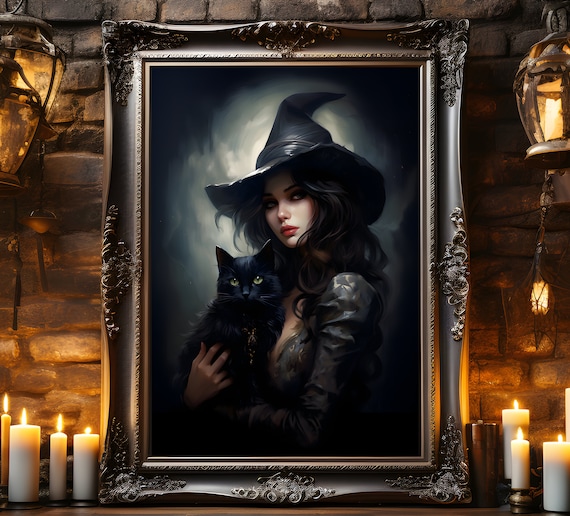 Gothic Witch Print, Dark Fantasy Poster, Halloween Decor, Goth Wall Art, Witch Art Print, Gothic Painting, Gothic Gift