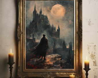 Dracula Poster, Dracula Wall Art, Vampire Print, Gift for Horror Fan, Gothic Wall Art, Dark Academia, Vampire Oil Painting, Count Dracula