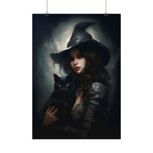 Gothic Witch Print, Dark Fantasy Poster, Halloween Decor, Goth Wall Art, Witch Art Print, Gothic Painting, Gothic Gift image 3