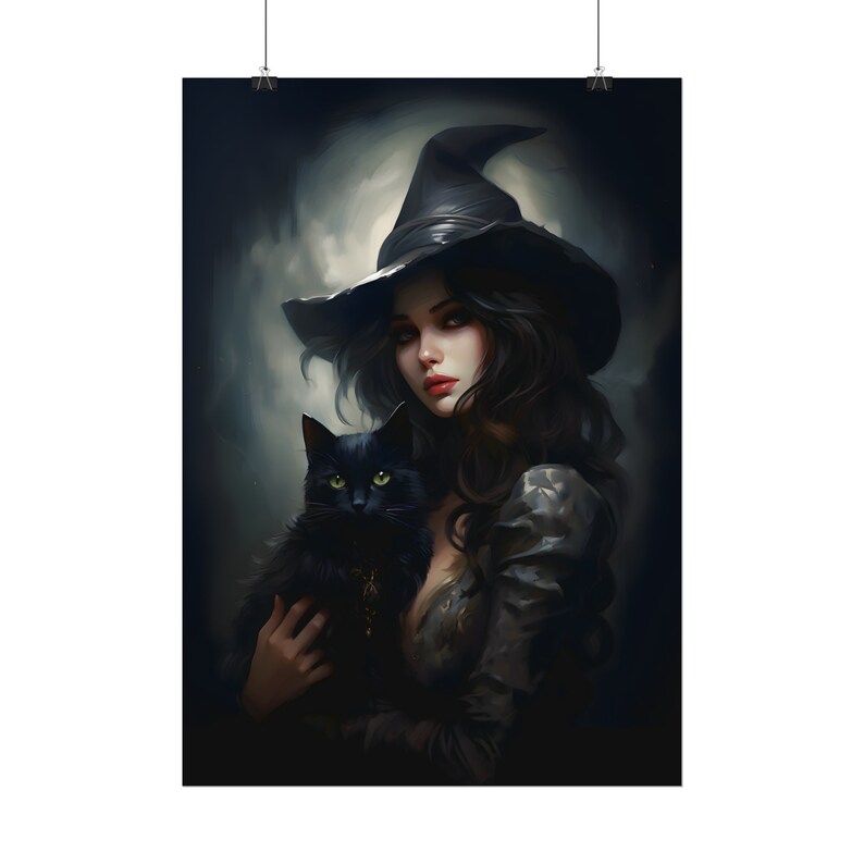 Gothic Witch Print, Dark Fantasy Poster, Halloween Decor, Goth Wall Art, Witch Art Print, Gothic Painting, Gothic Gift image 3