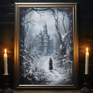 Gothic Winter Print, Winter Wonderland, Gothic Christmas Art, Dark Home Decor, Gothic Wall Art, Dark Academia, Housewarming Gift Idea