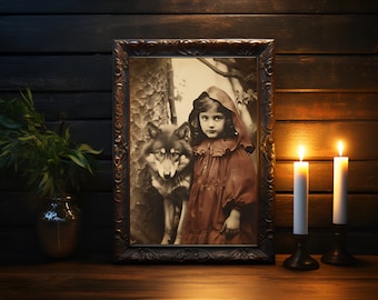 Little Red Riding Hood, Red Riding Hood Poster, Fairy Tale Art Print, Vintage Art Print, Vintage Photography Print, Fairy Tale Poster