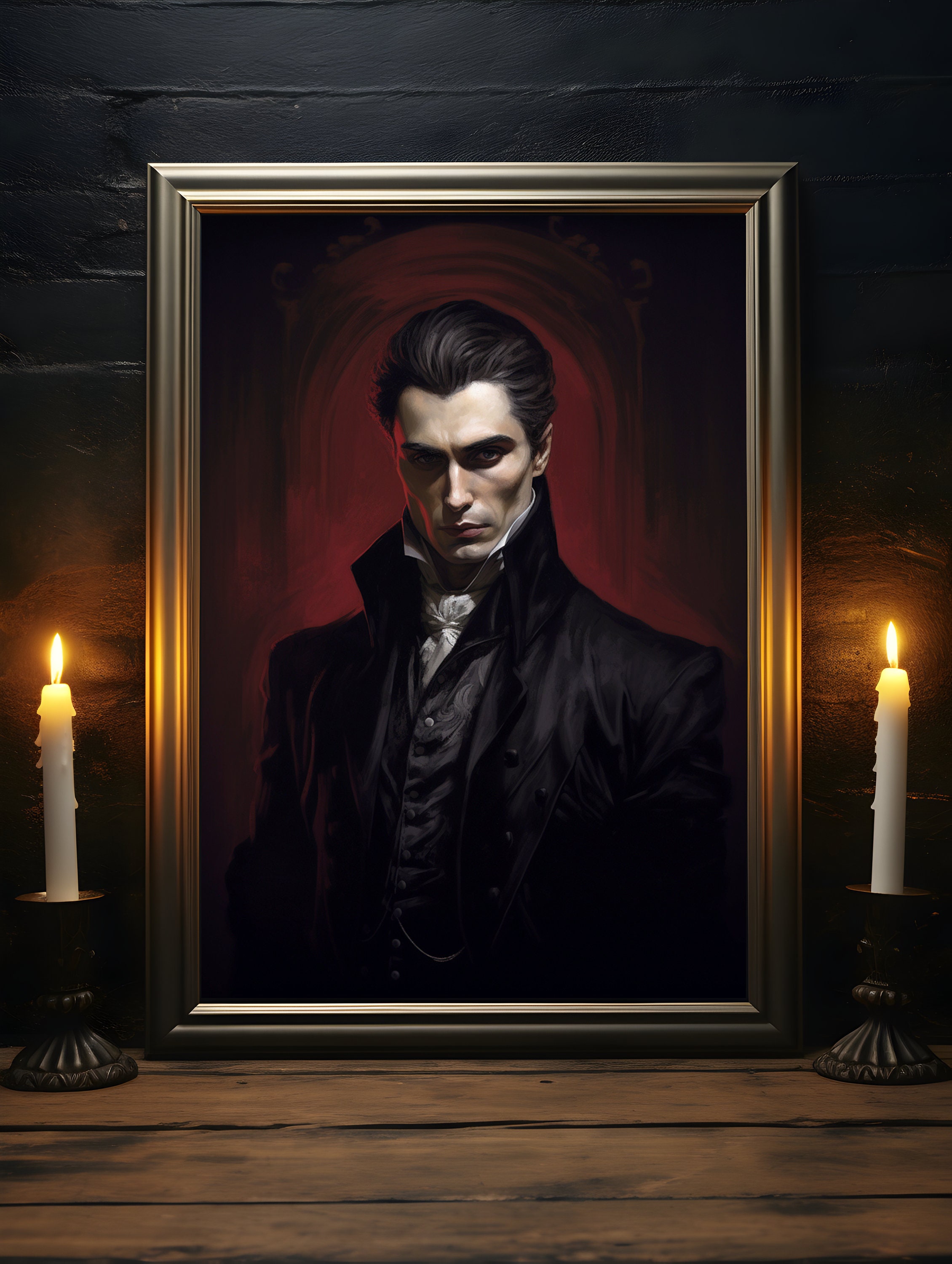 Victorian Vampire Poster, Gothic Home Decor, Oil Painting Art Print, Dark Academia, Halloween Wall Art, Gift Idea For Goth, Housewarming
