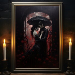 You Give Me Shelter, Gothic Romance Art, Valentines Day, Wall Art for Couples, Gothic Gift for, Dark Home Decor, Dark Academia, Gothic Art image 1