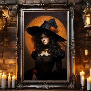 Victorian Witch, Gothic Witch Print, Dark Fantasy Poster, Halloween Decor, Goth Wall Art, Witch Art Print, Gothic Gift, Pagan Decor,